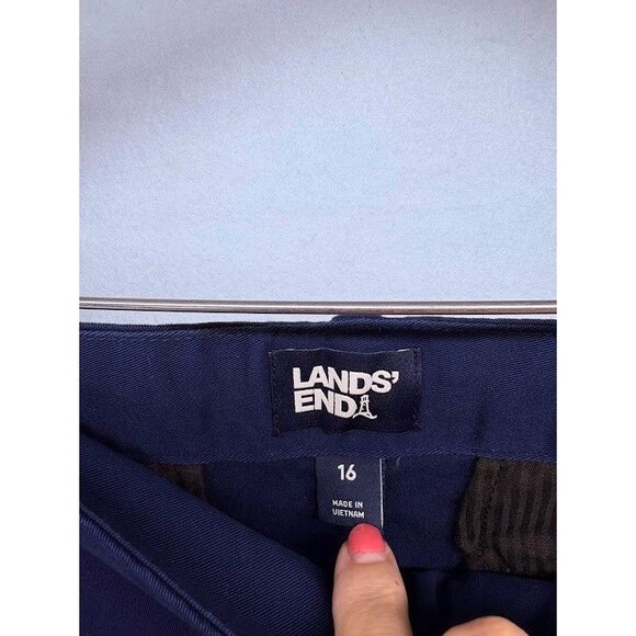 Land's End Navy Blue Chino Pants Women's Size 16 Flat Front - Picture 4 of 6